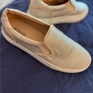 JustFab Tan Casual Sneakers with Elastic Panels